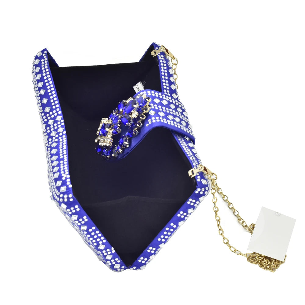 2025 Italian Shoes and Bags Matching Set Decorated with Rhinestone Plus Size Heels