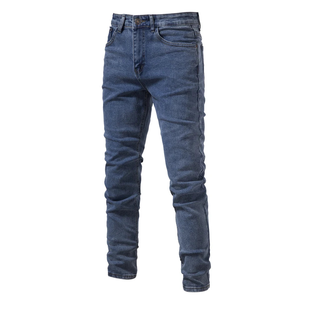 Men's Autumn Denim Jeans Pants Slim Fit Straight Quality Cotton Jeans Business Casual Denim Pants For Men