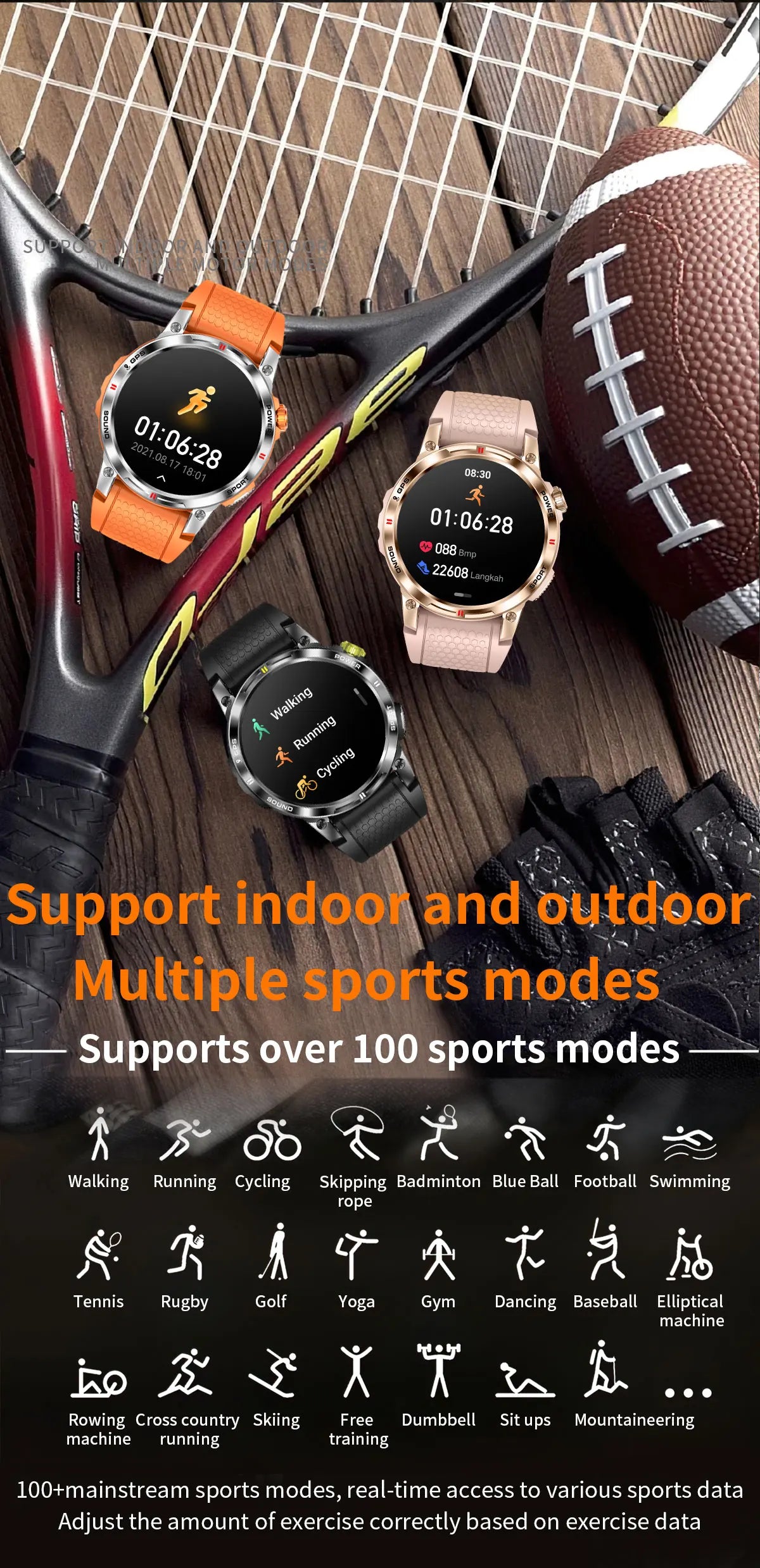 2025 New GPS Sports Smart Watch Men Waterproof Fitness Tracker Bluetooth Call 400MAH Battery Bracelet Smartwatch For Woman - Compatible with Xiaomi IOS