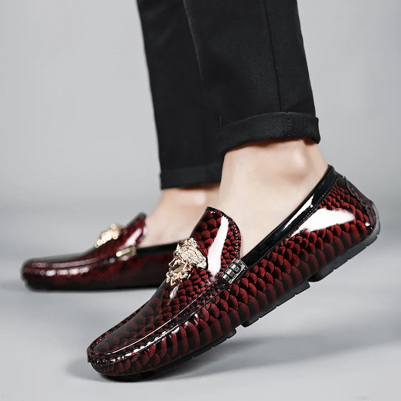 Luxury Trendy Mens Fashion Casual Shoes Popular Youth Daily Walking Shoes Red Business Moccasins Loafers Large Size 38-48