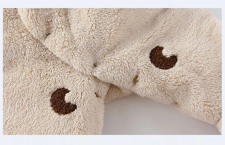 Winter New-born Warm Clothes Cotton Padded Toddler Fur Lining Hoodie Footie Jumpsuits