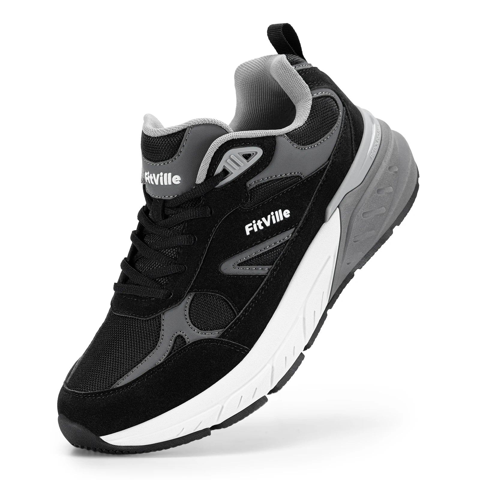 Men's Walking Shoe Wide Width Sneakers with Arch Support For Flat Feet Heel Pain Relief in Plantar Fasciitis