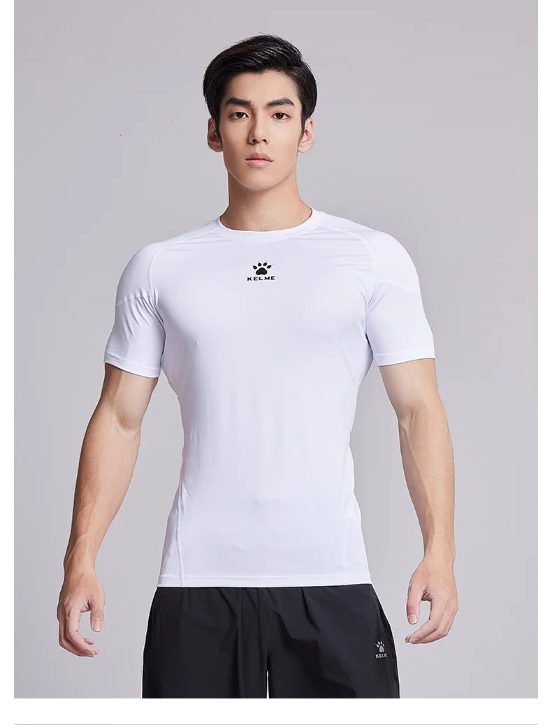 Fitness T-shirt Men's High Elasticity Breathable Tight Clothes Round Neck Basketball Running Training Short Sleeves