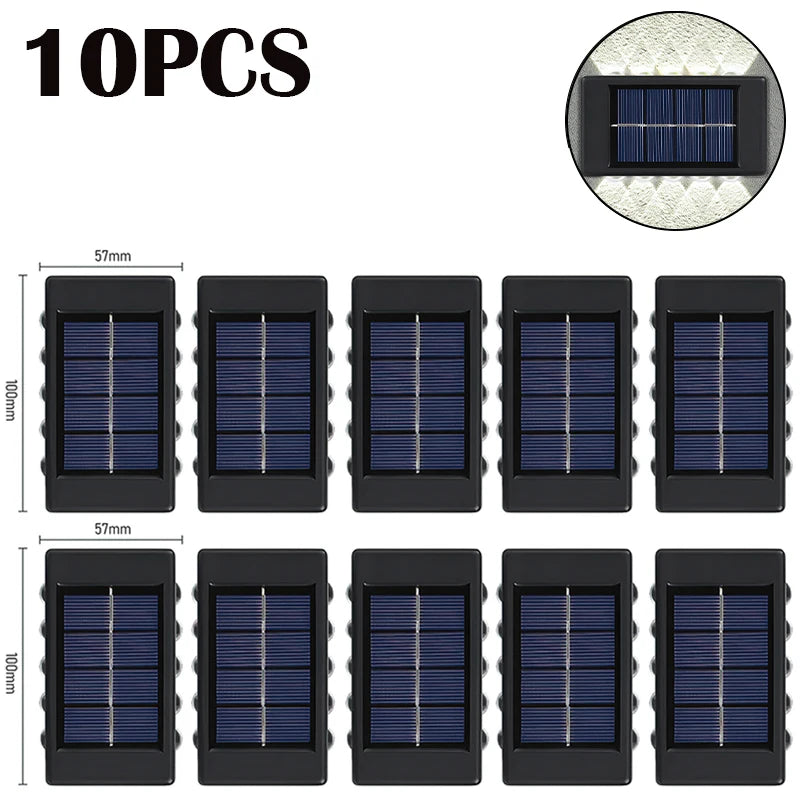 10 LED Solar Wandlamp Buiten Waterdicht Zonne-energie Licht Omhoog en Omlaag Verlicht Huis Tuin Veranda Tuindecoratie