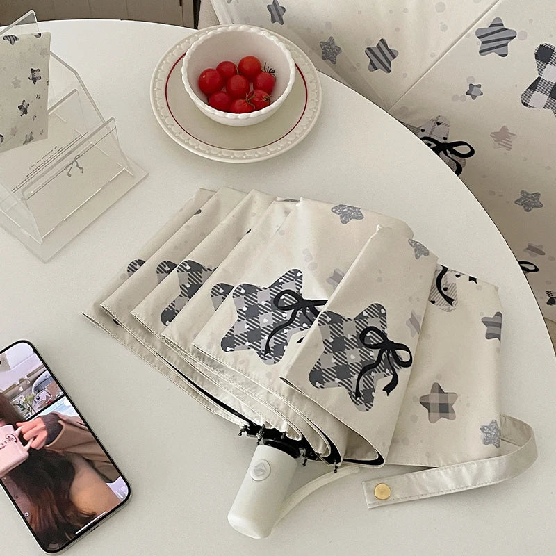 Automatic Fold Umbrella | All-Weather UV Sunshade | Ins Style Black Glue Design