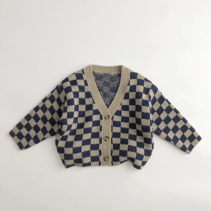 Kids Clothes Set Plaid Sweaters And Shorts 2PCS Set Boys Knit Suit Girls Sweater Suit For Children 1-6Y Unisex