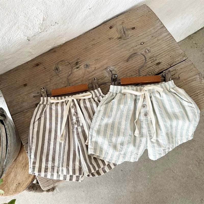 Summer Kids Shorts Children Cute Stripe Trousers Boy Girls Outwear Pants For Children 9M-4T Unisex