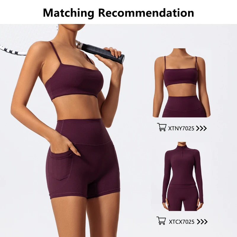 Pockets Workout Gym Legging Women Cycling Shorts Quick-Dry Yoga Clothes Breathable High Waist Sports Shorts Female