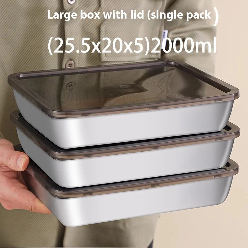 201 Stainless Steel Airtight Dumpling Storage Container with Lid - FoodGrade FreezerSafe Box for Meal Prep & Fridge Organization