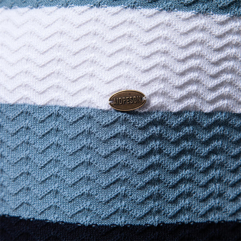 2024 Neues Sommer-Poloshirt mit strukturiertem Rippenstrick für Herren, kurzärmelig, atmungsaktiv und cool