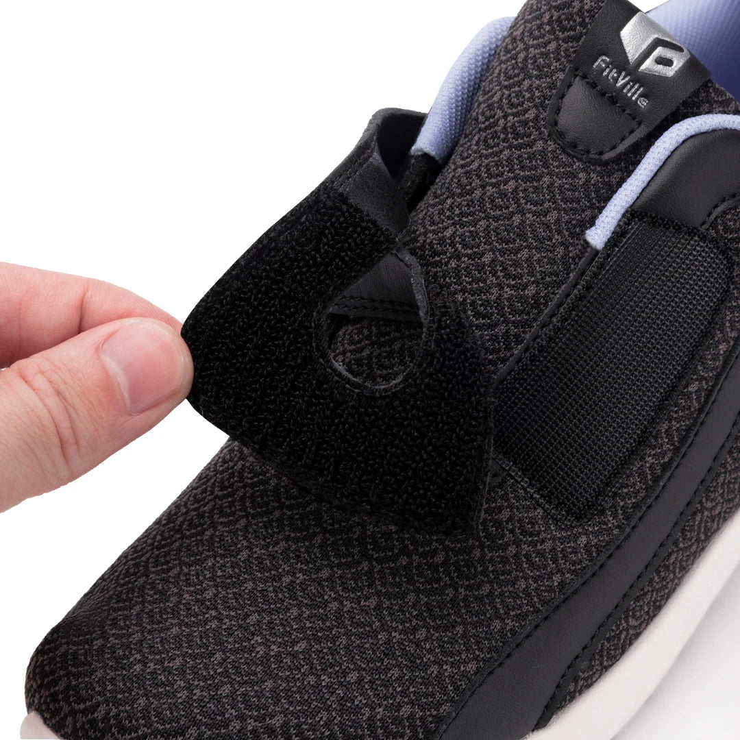 Dames sneakers met brede wandelschoenen, lichtgewicht, ademend en verstelbaar voor dikke voeten met ondersteuning van de voetboog