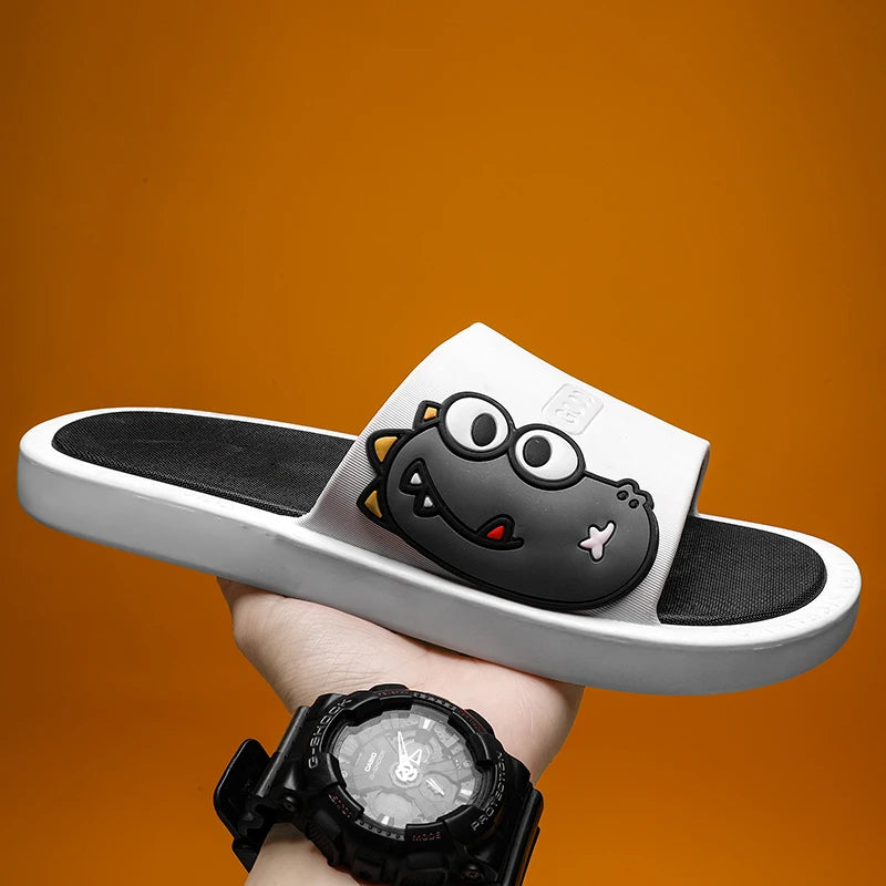 New Style Men Cartoon Pattern Walking Casual Slippers Home House Indoor Casual Sandals Youth Water Slides