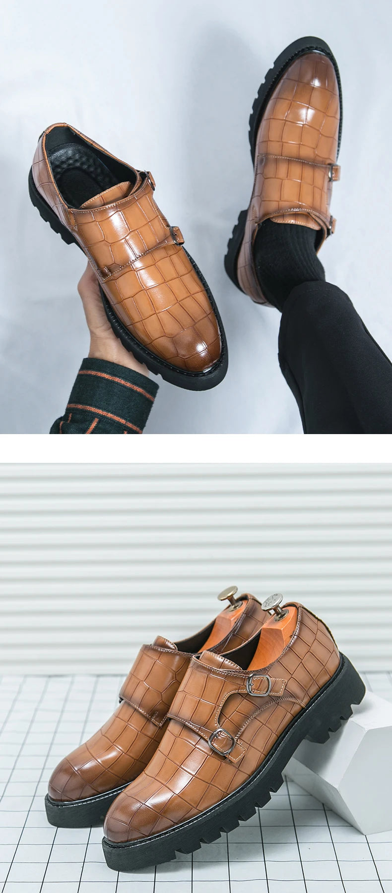 2024 Nieuwe luxe heren formele kledingschoenen Groene heren formele volwassen zakelijke pak loafers Coole heren bruiloft feest schoenen