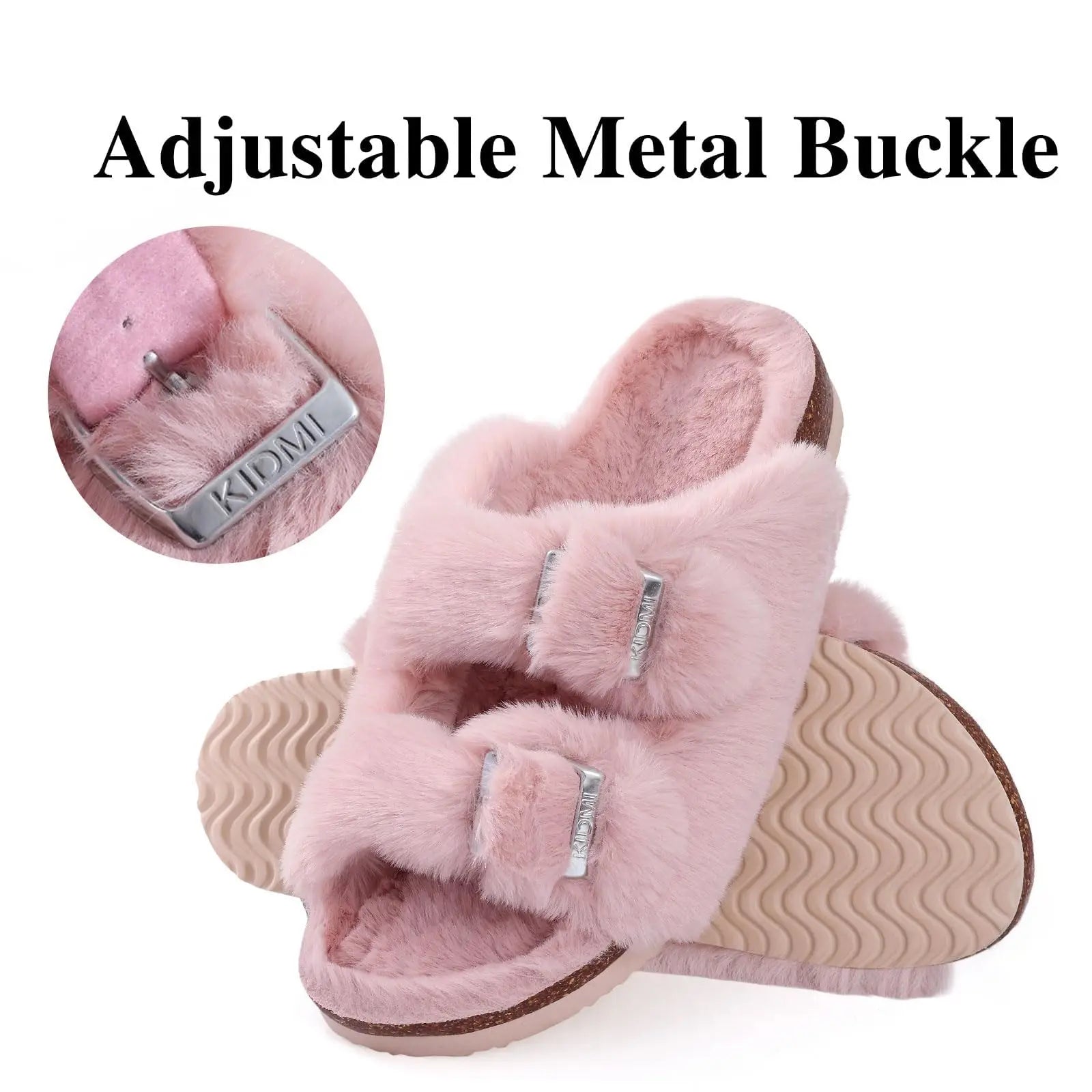 Women's Winter Warm Leisure Slippers Non-Slip Outdoor Slides Cork Insole Cosy Slip-On With Arch Support Suitable As Ladies' Sandals