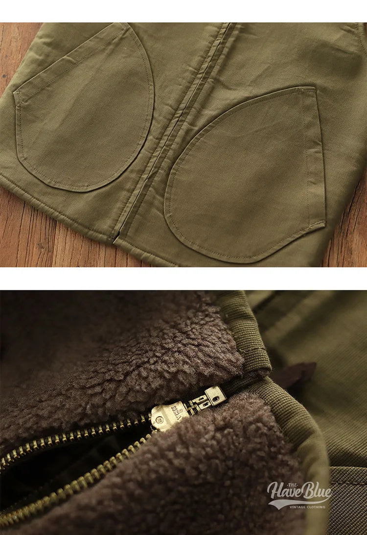 Winter New American Retro Thickened Velvet Naval N1 Deck Vest Men's Fashion 40% Cashmere Washed Casual Cargo Waistcoat