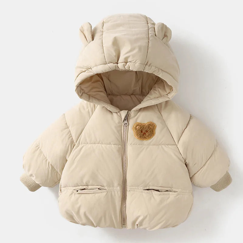 Winter Kids Parkas Hooded Fur Lining  Jacket  Cartoon Girls Boys Thicken Children Coat Unisex