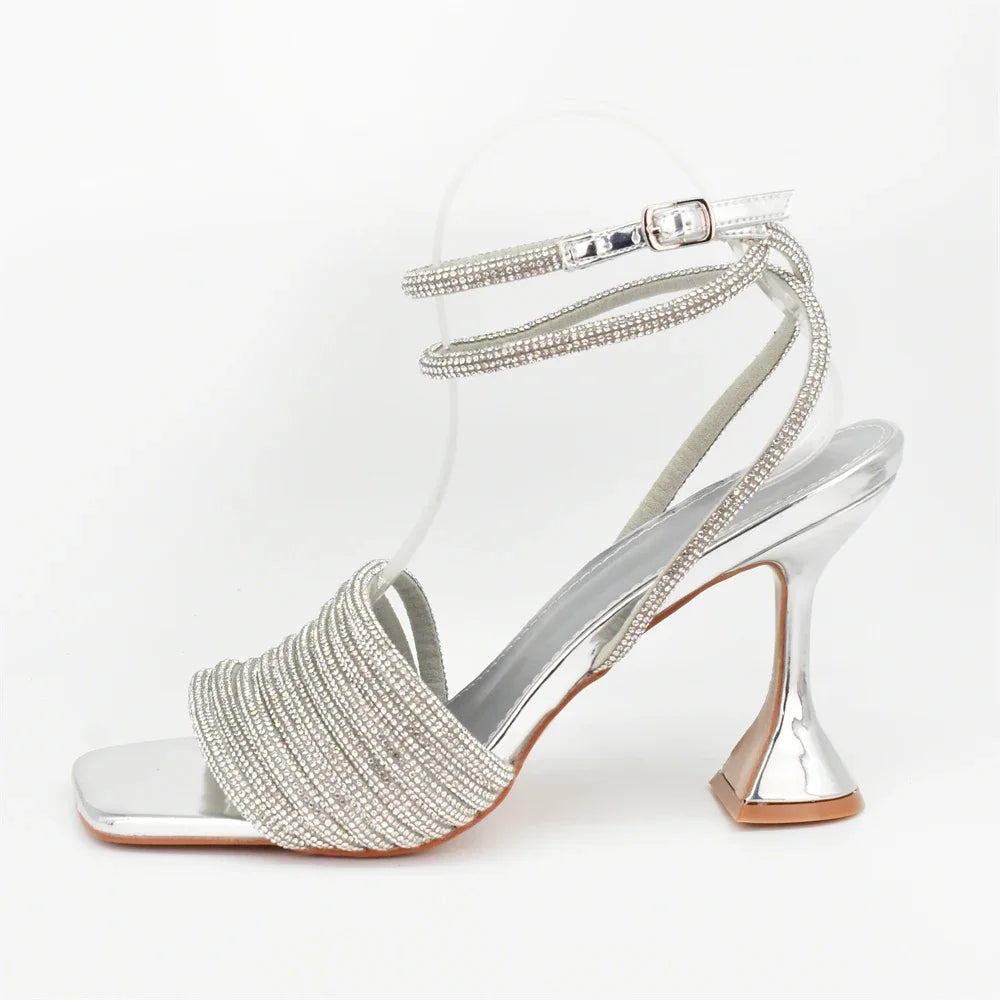 African Shoe and Matching Bag  Set Decorated with Rhinestone High Heels for Women