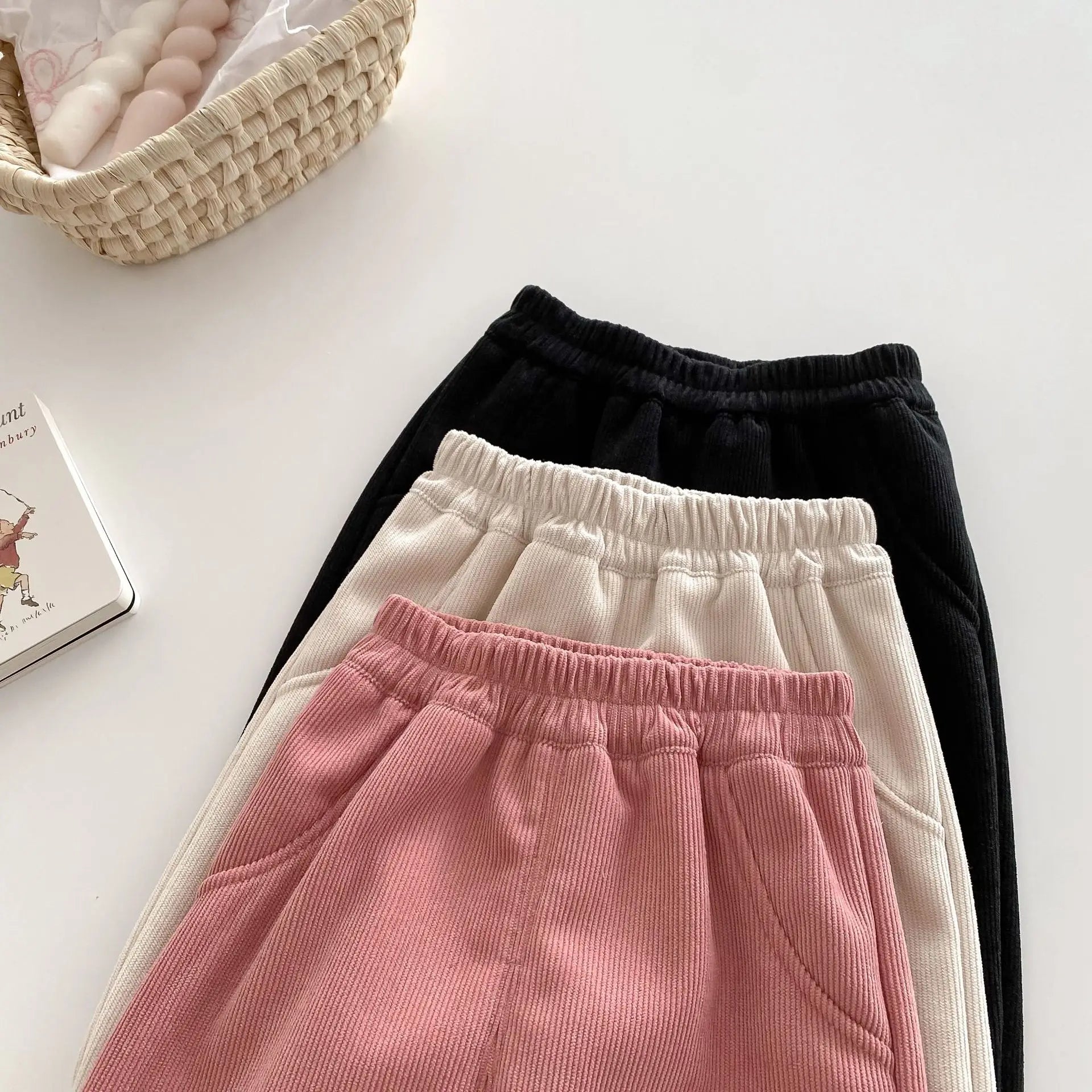 Autumn Kids Baby Pants Thickened Fleece Lining Floral Girls Trousers Warm Fashion Leopard Print Boys Pants Outwear 1-5Y Unisex