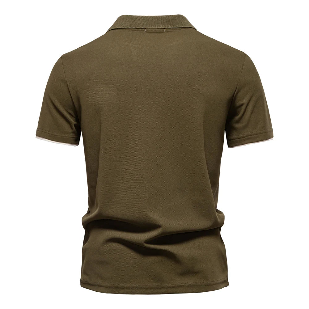 Men's Summer V-Neck Striped Polo Shirt Breathable Slim Fit Polo Shirts for Men Lightweight Casual Athletic Polo