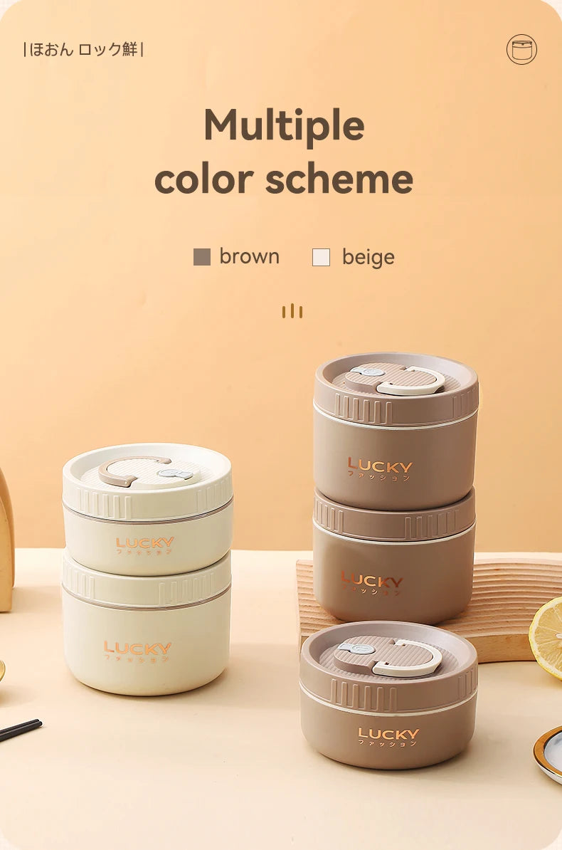 WORTHBUY Bento Lunch Box Set, Portable Keep Warm Lunch Container With Insulated Bag, 18/8 Stainless Steel Thermal Food Container