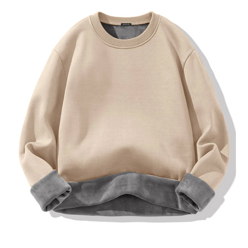 Plüschiger Herren-Strickpullover mit Rollkragen und samtgepolstertem, festem, warmem Pullover, dicker Boden, lässiger Pullover mit O-Ausschnitt