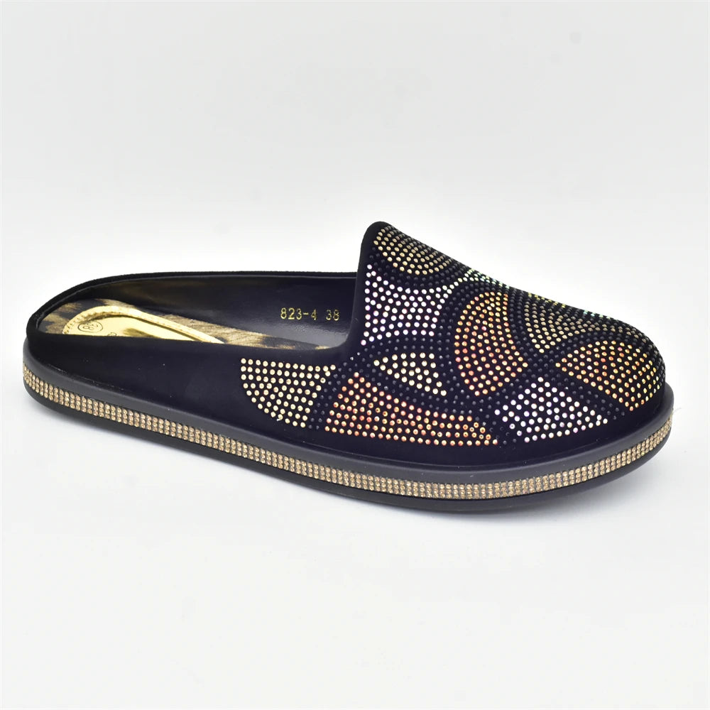 Fashion Women Mules Half Closed Slippers for Female Shoe Bling Rhinestone Sparkly Light Comfy Walking Shoe