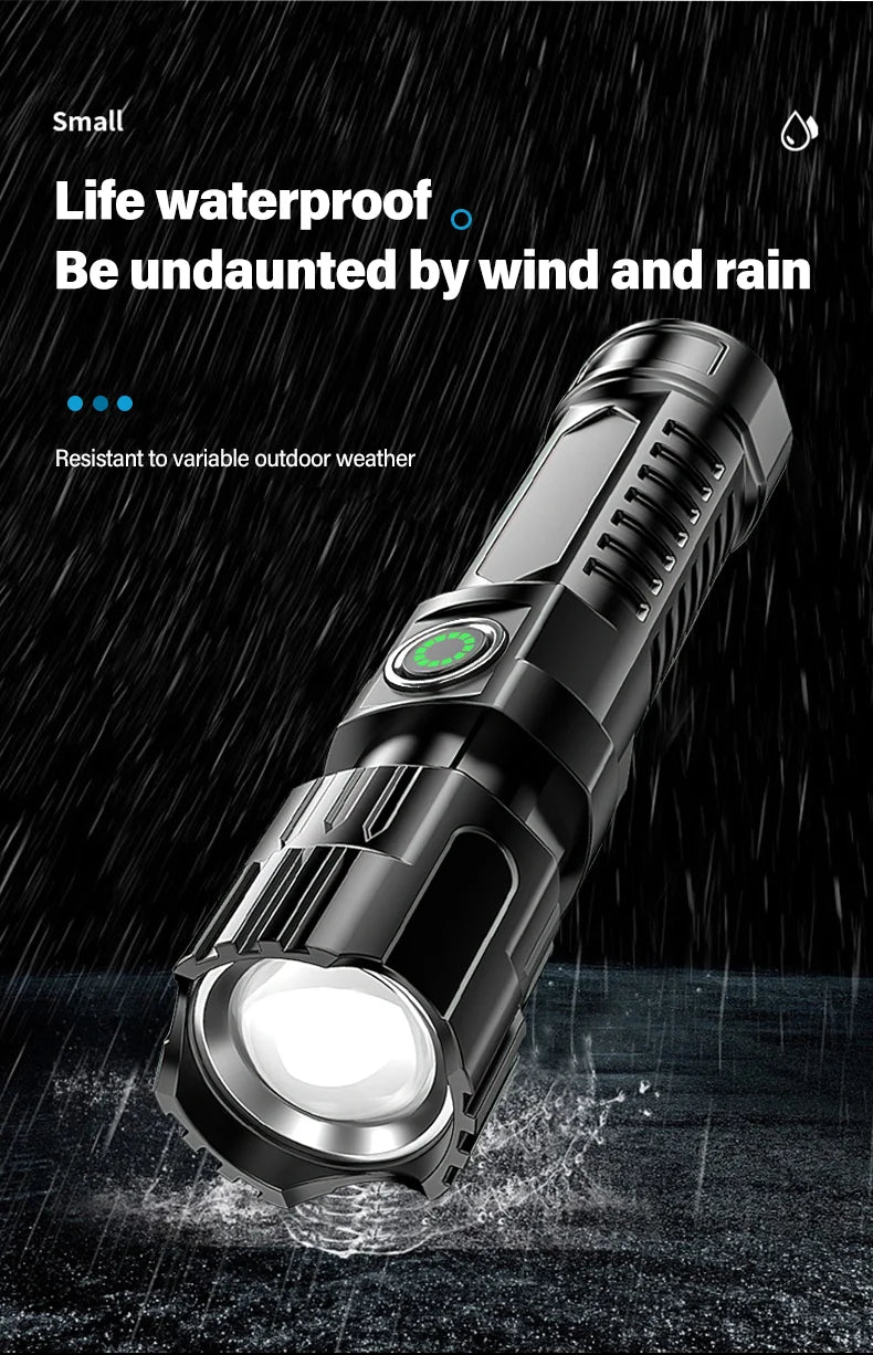 Super Bright Zoom Flash Flashlight,3 Lighting Modes,Rechargeable Portable LED Torch,Ideal for Outdoor,Camping,Fishing,Emergency