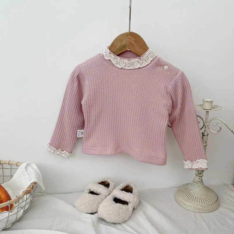 Winter Baby Blouse Infant Girls Boys Shirt Thicken Cotton Fur Lining Base Tops Unisex