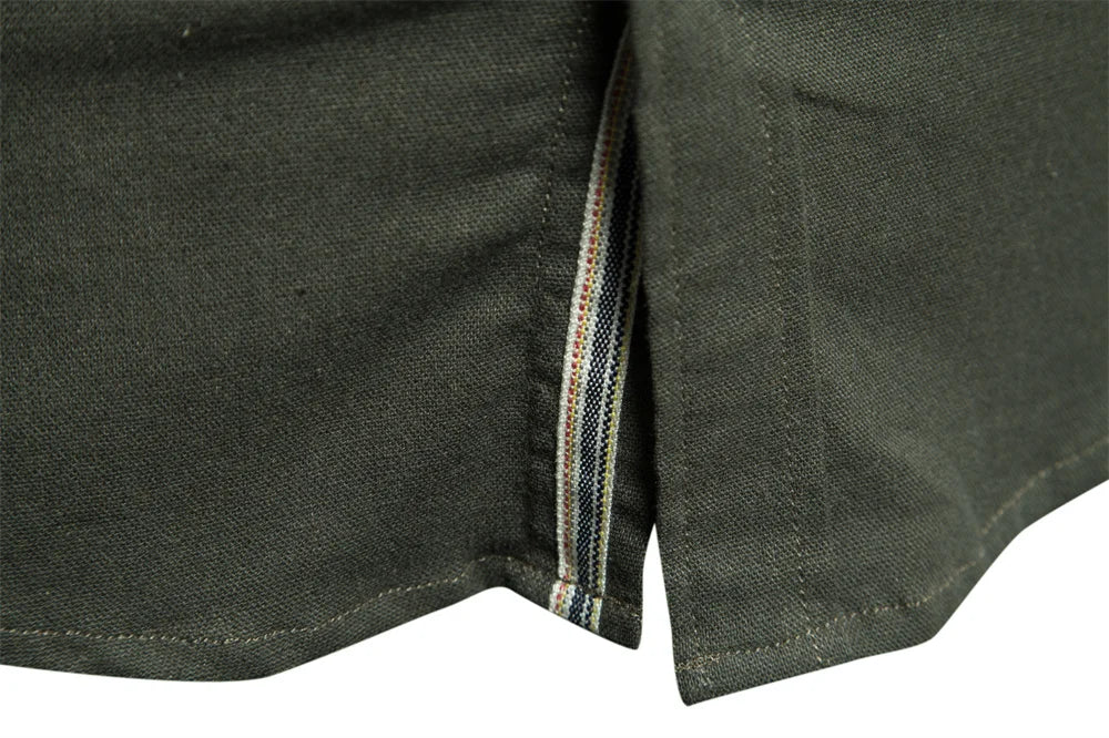 Men's 100% Cotton Social Spring Shirts Single Pocket Solid Colour Long Sleeve Shirts Turn-down Collar For Men