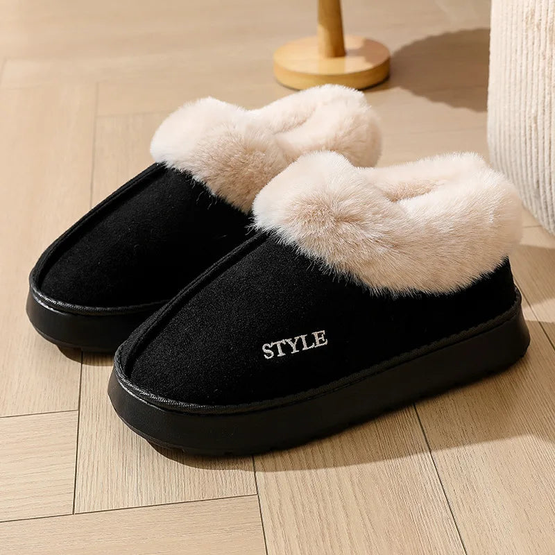 Women's Winter Warm Fuzzy Platform Slippers Suitable As Leisure Indoor and Outdoor Slides Slip On Cosy Fluffy Ladies' Snow Boots