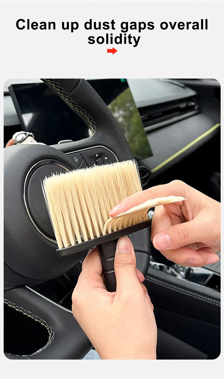 SEAMETAL Car Interior Cleaning Brush Soft Bristles Dust Removal Brush Auto Air Outlet Gaps Duster for Car Detailing Clean Tool