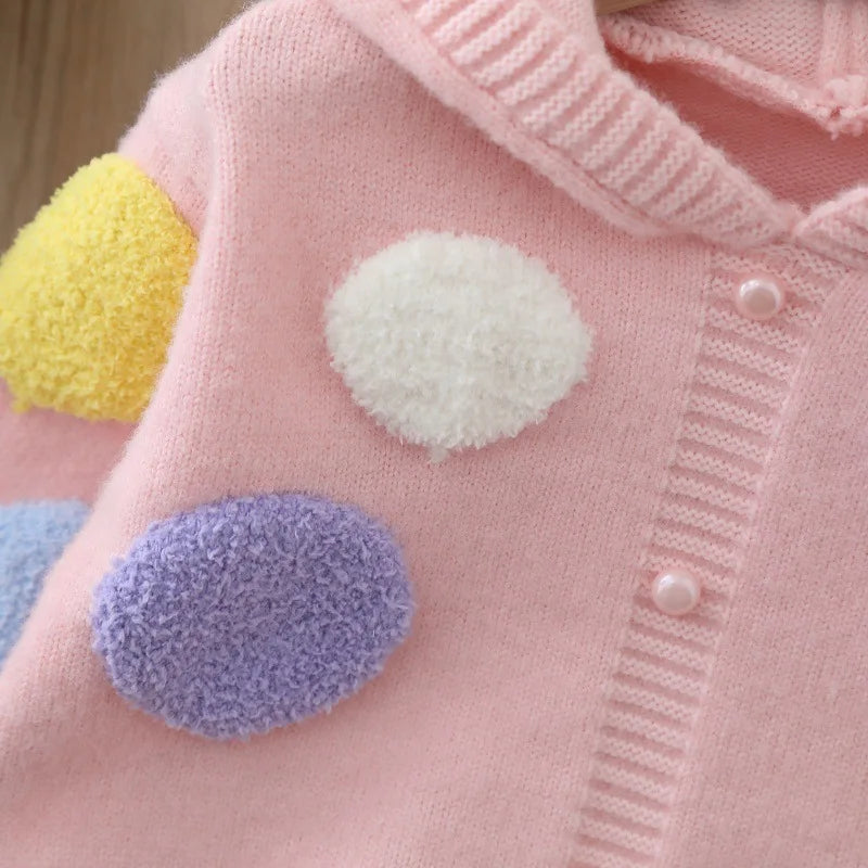 Autumn Kids Sweater for Girls Cute Colour Balloon Knitted Pullover Loose Children's Clothing Sweet Style 2-6T Girls