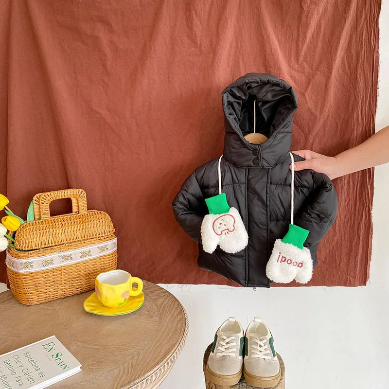 Winter Kids Parkas Korean Style Girls Boys Fur Coat Hoodie Boys Thicken Outerwear 7T Unisex