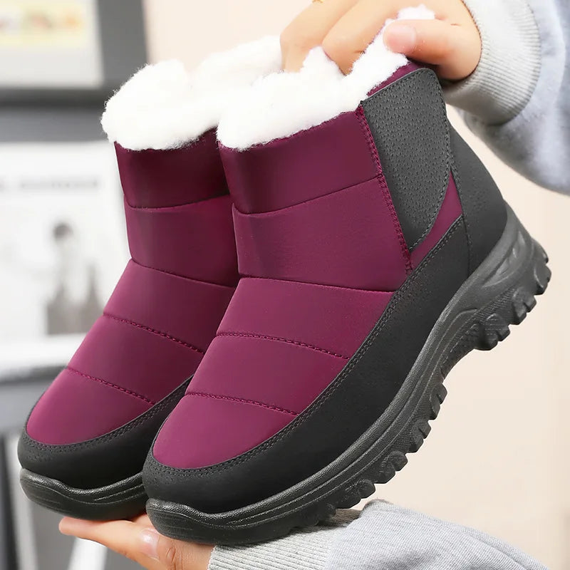 Snow Women's Boots Plush Women Shoes Platform Shoes Women Solid Mid Women's High Boots Fashion Winter Ladies Boots Botas Mujer