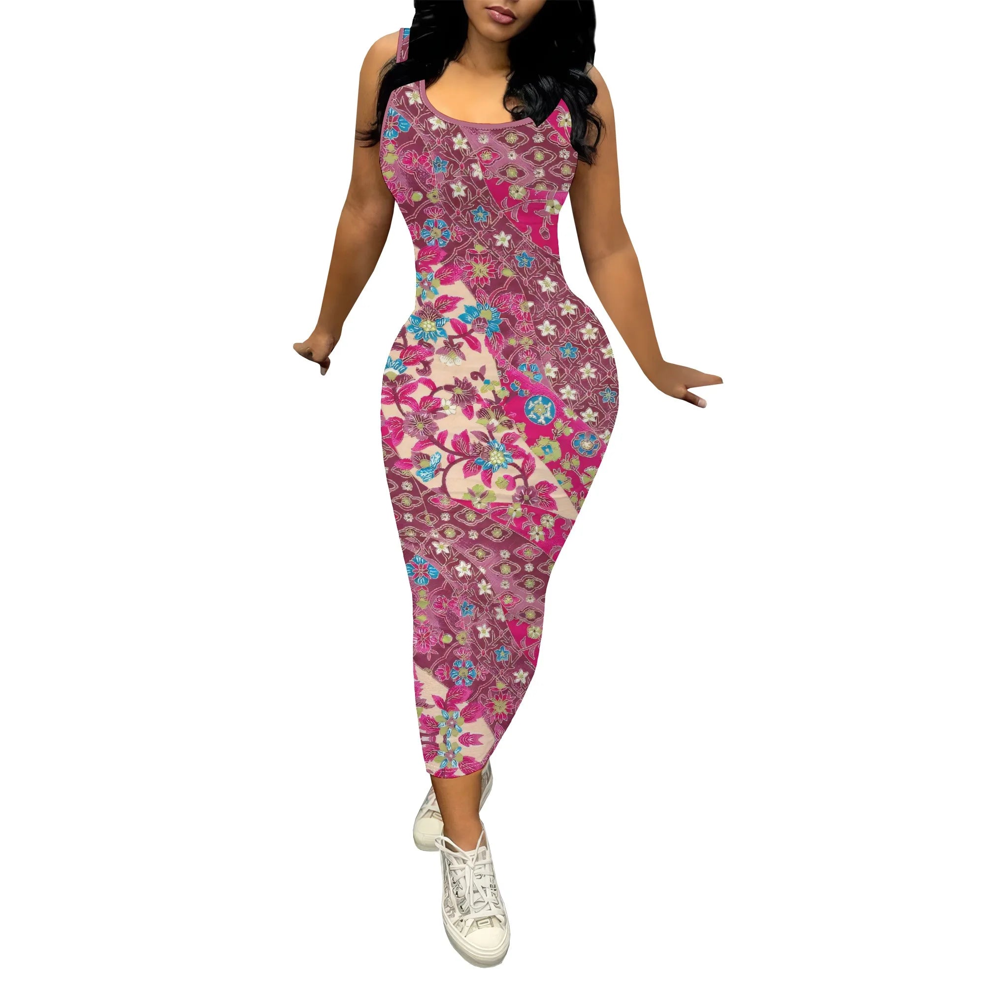 Women's Purple Polka Dot Sleeveless Printed Dress Polyester A-Line Midi Evening Winter Elegant Fit