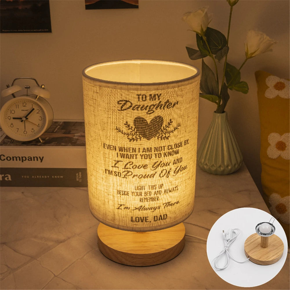 LED European Cloth Cover Table Lamp Solid Wood Base USB Plug Simple Nordic Bedroom Desktop Eye Protection Bedside Table Lamp