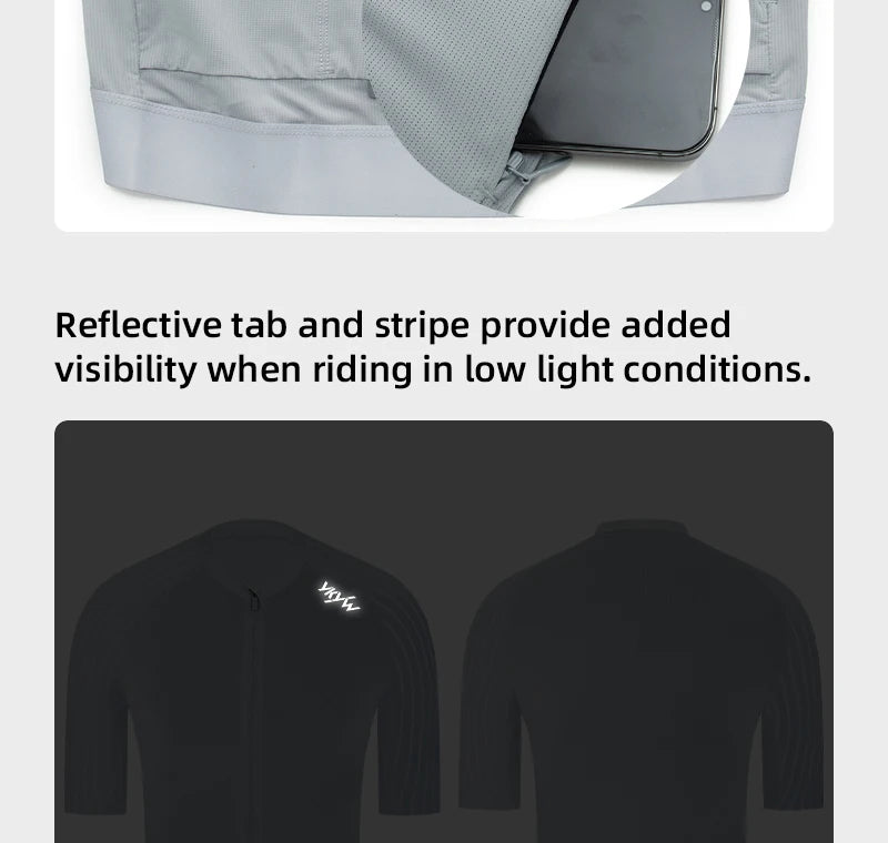 2025 Zomer Heren Fietsshirt Racefiets Shirt Fietsshirt YKK Rits Ademend Aerodynamisch Raglanmouw Sneldrogend