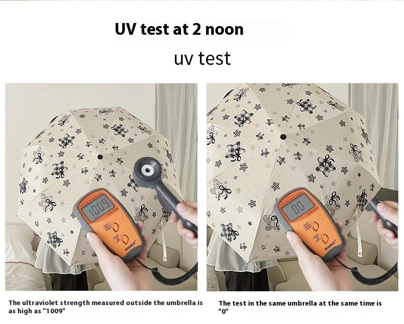 Automatisch opvouwbare paraplu | UV-zonnescherm voor alle weersomstandigheden | Ins Style zwart lijmontwerp