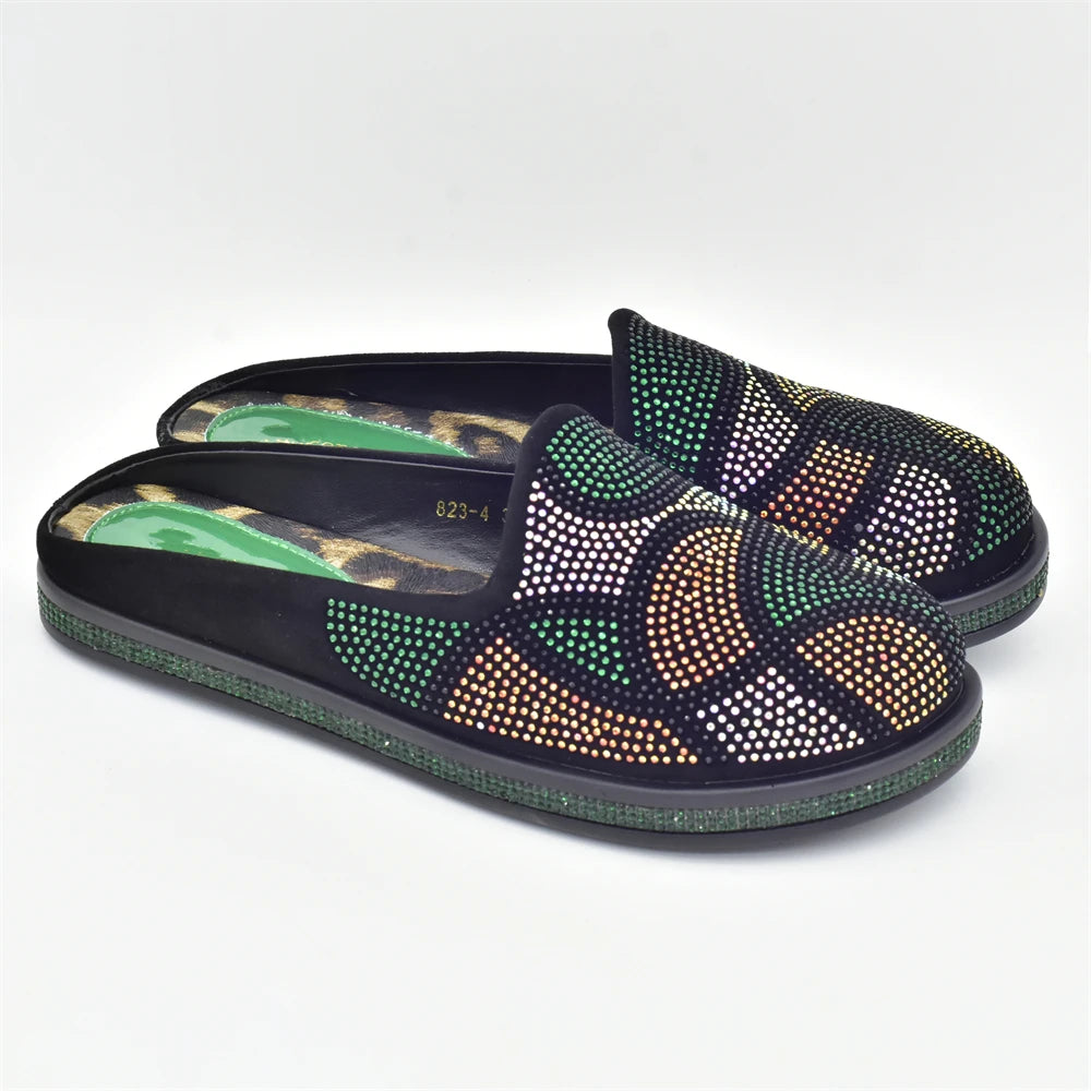 Fashion Women Mules Half Closed Slippers for Female Shoe Bling Rhinestone Sparkly Light Comfy Walking Shoe