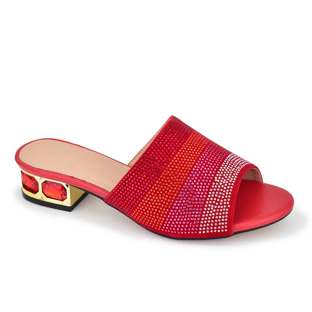 Designer Wedding Shoes for Bride Party Shoes and Slippers Decorated with Rhinestone Nigerian Women Party Pumps