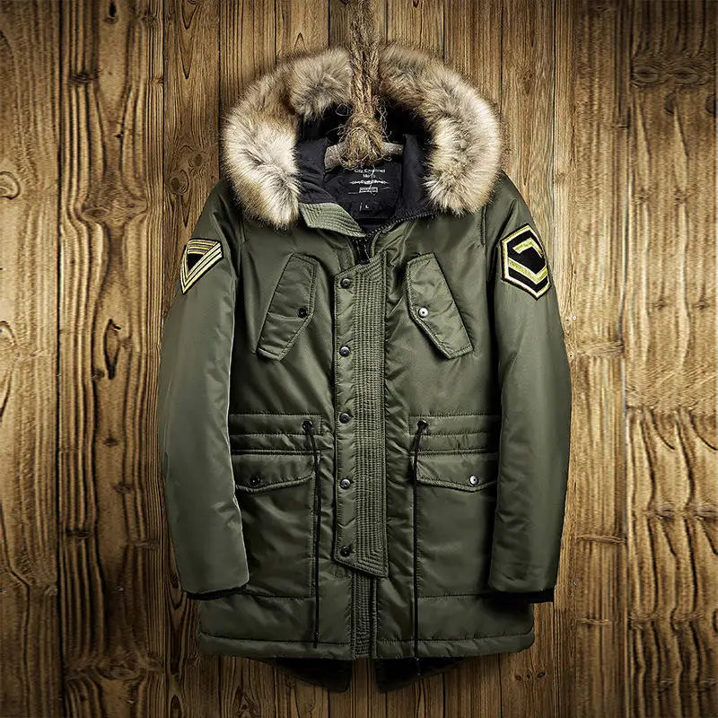 Herenjassen Effen Kleur Afneembare Capuchon Dikke Jassen Parka's Heren Wintermode Rits Jassen voor Heren