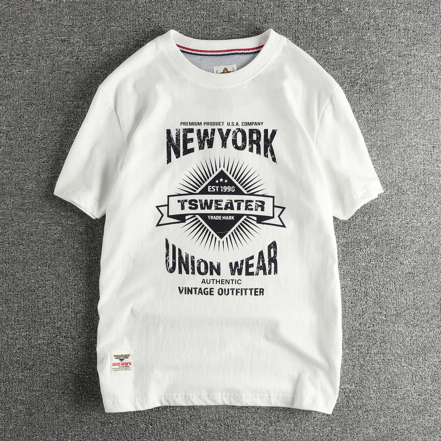 2025 Zomer Nieuw Amerikaans Retro Korte Mouw O-hals Letter Gedrukt T-shirt Herenmode 100% Katoen Gewassen Casual Jeugd Tops