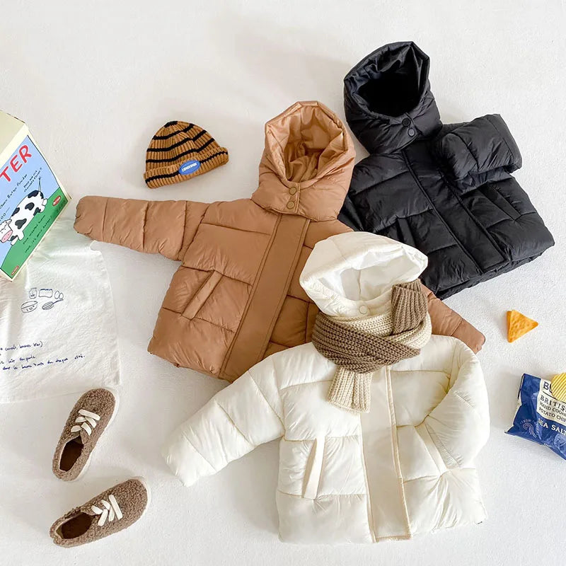 Winter Kids Parkas Korean Style Girls Boys Fur Coat Hoodie Boys Thicken Outerwear 7T Unisex