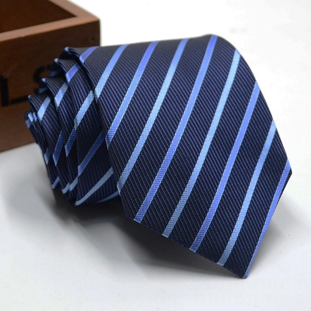Men's Solid Colour Stripe Floral Jacquard Necktie 7-8cm Width Fashionable Daily Wear Cravat for Wedding Party Gift