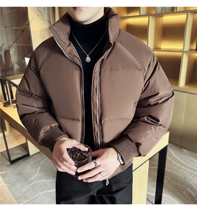 Men's Loose and Casual Thickened Down Jacket With Stand-Up Collar, Suitable For Daily Commuting, Autumn, Winter, and Leisure