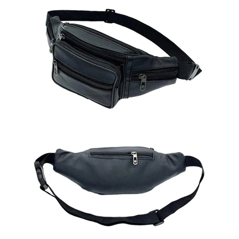 Men’s PU Leather Waist Bag – Luxury Fashion Fanny Pack & Crossbody Belt Bag for Travel & Everyday Use