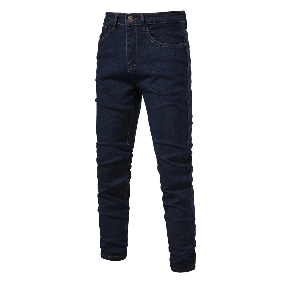 Men's Autumn Denim Jeans Pants Slim Fit Straight Quality Cotton Jeans Business Casual Denim Pants For Men