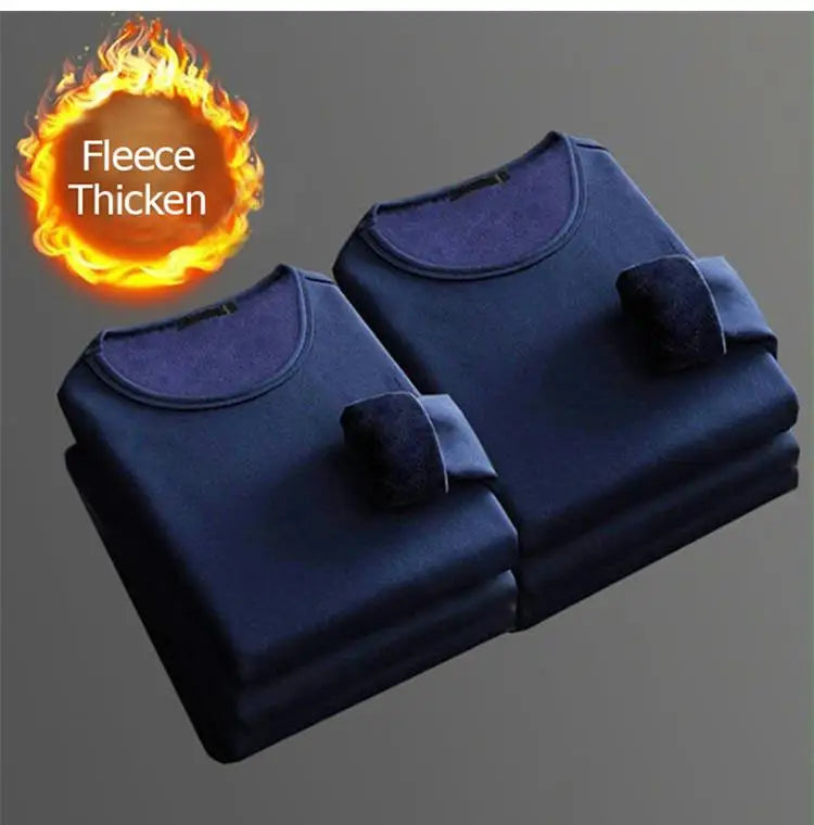 1 STUKS Heren Winter Thermisch Ondergoed met Lange Mouwen Plus Fluwelen Gewatteerd T-shirt Slanke Effen Kleur O-hals Onderkant Shirt