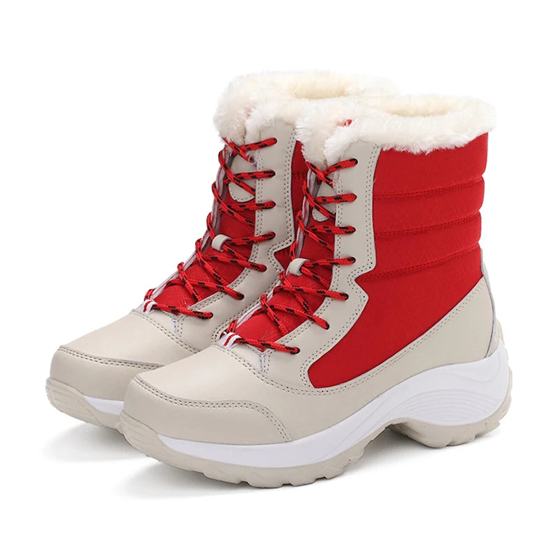 Women's Boots Snow Solid Shoes Woman Platform Women Shoes 2025 Trend Mid Women's High Boots Plush Women Boots Botas Mujer