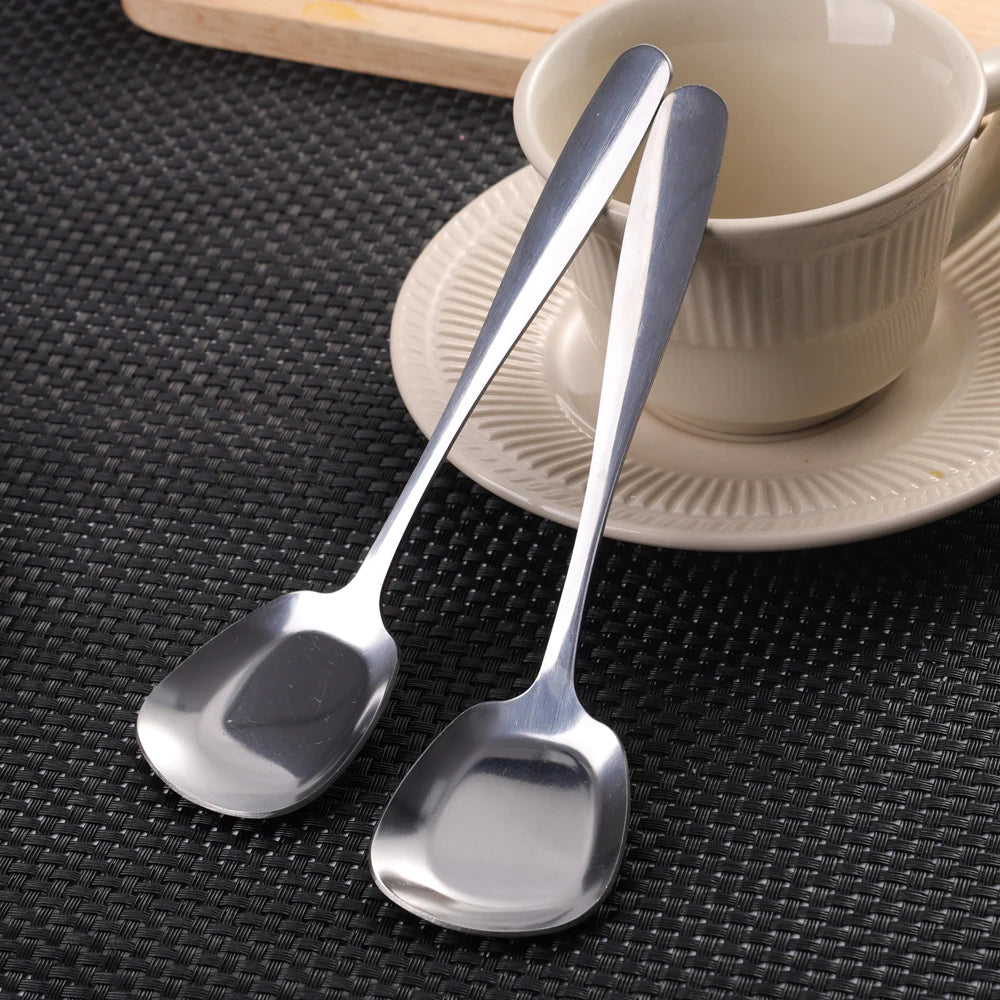 1/2PCS Thicken Long Handle Spoon Stainless Steel Soup Scoop Rice Hot Pot Round Head Spoon Home Kitchen Tableware Cooking Utensil